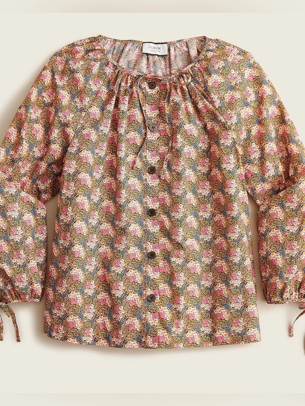 J. Crew Collection tie-sleeve button-front top in Ratti® prism floral size XL